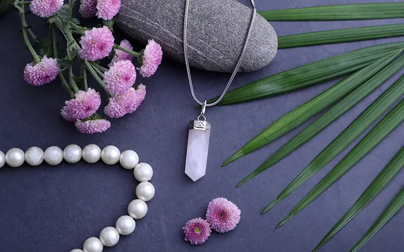 Rose Quartz Pencil Pendant | Love & Joy